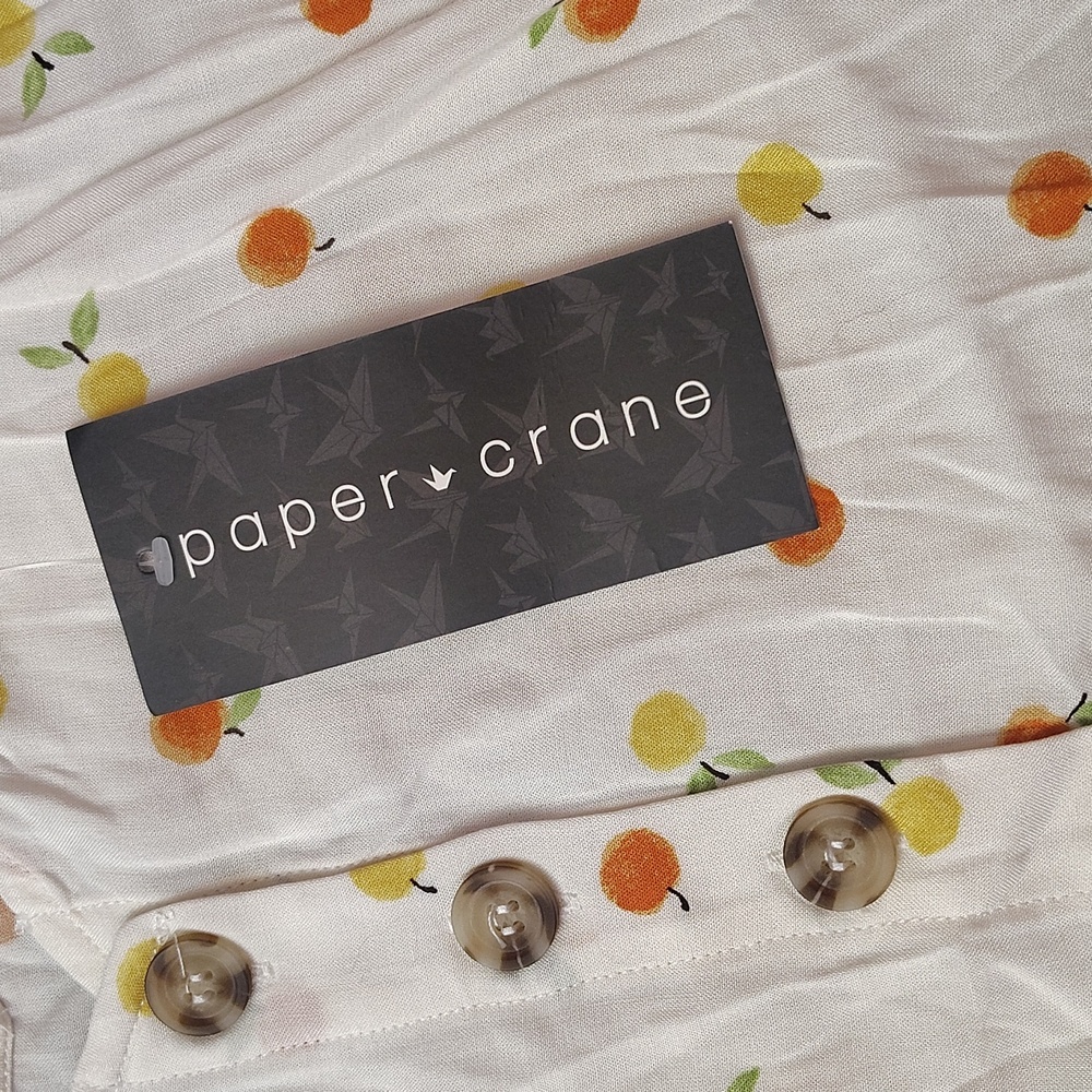 Paper Crane White Camisole with Orange and Green Accents - Picture 4 of 11
